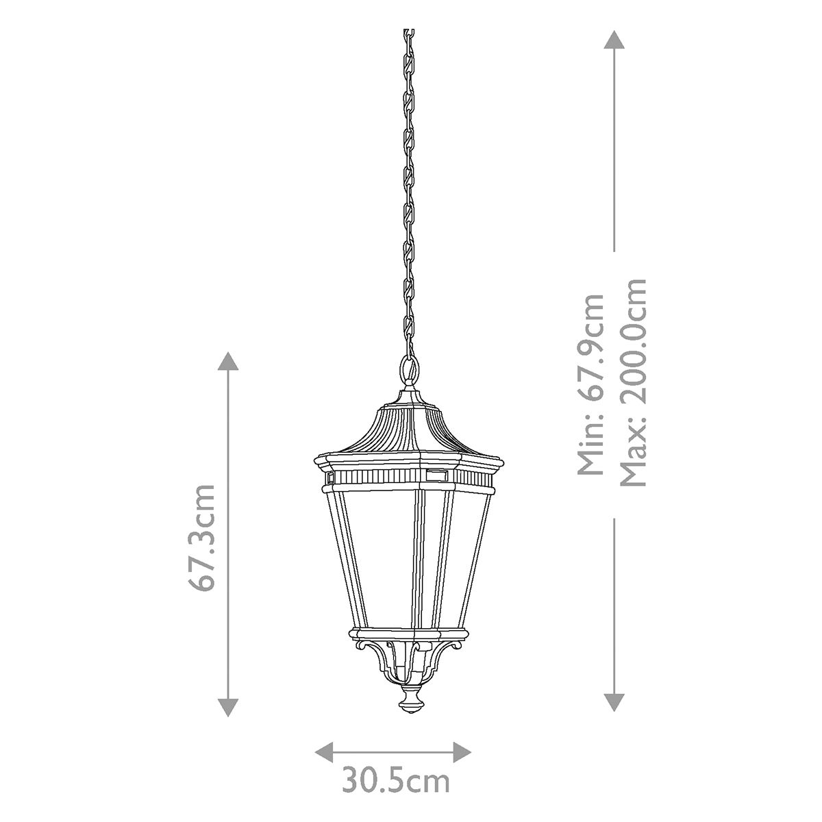 Feiss Cotswold Lane 3 Light Large Chain Lantern - Black
