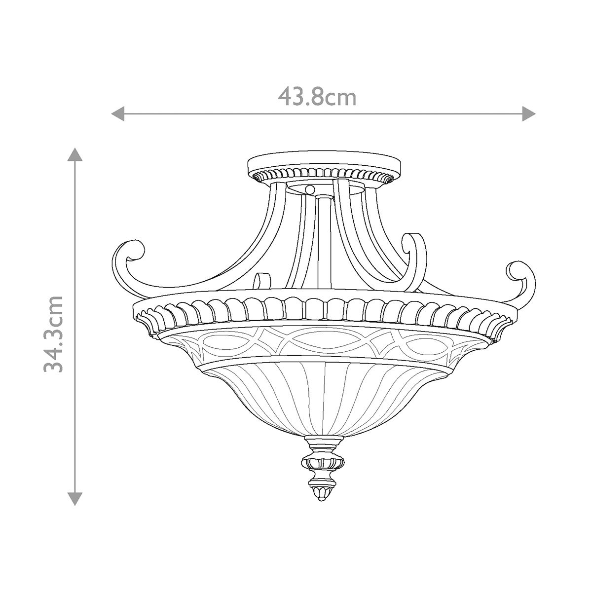 Feiss Drawing Room Bell-Shaped 2 Light Semi-Flush Fitting - Walnut