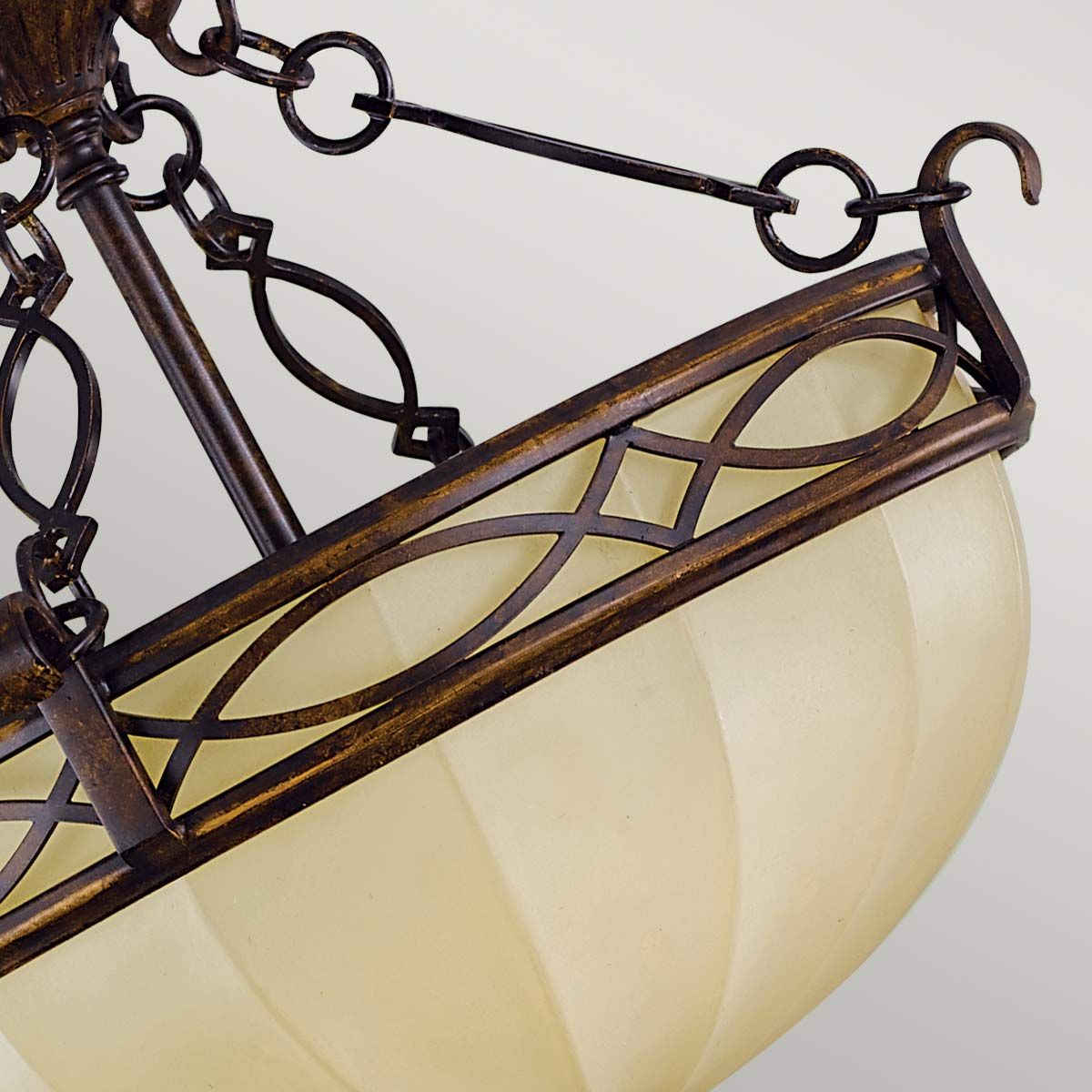 Feiss Drawing Room Rounded 2 Light Semi-Flush Fitting - Walnut