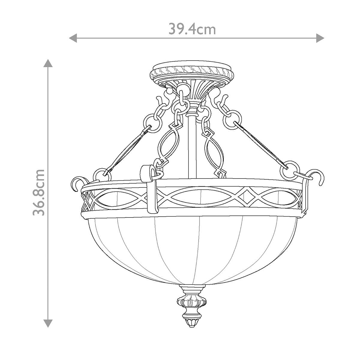Feiss Drawing Room Rounded 2 Light Semi-Flush Fitting - Walnut