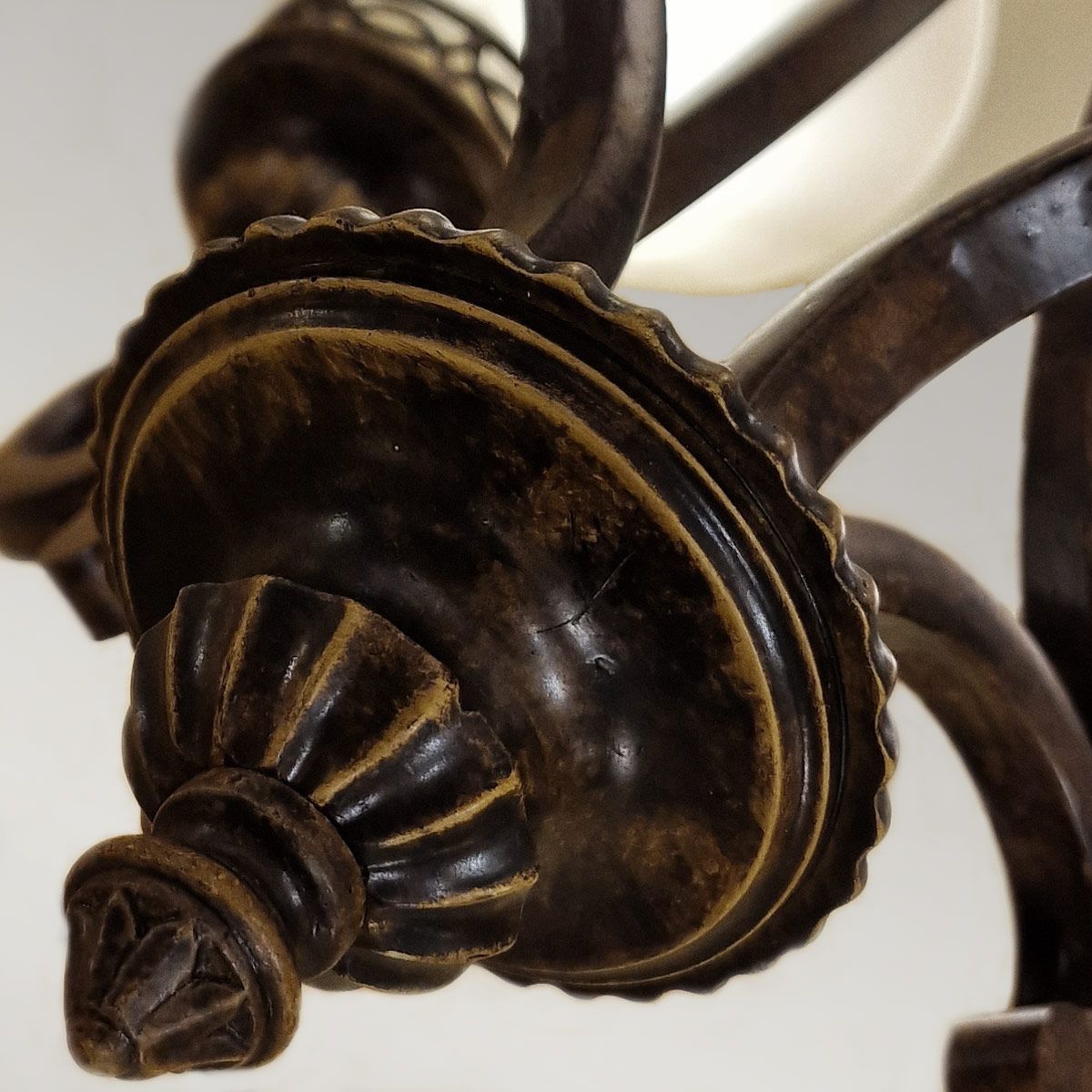 Feiss Drawing Room 4 Light Chandelier - Walnut