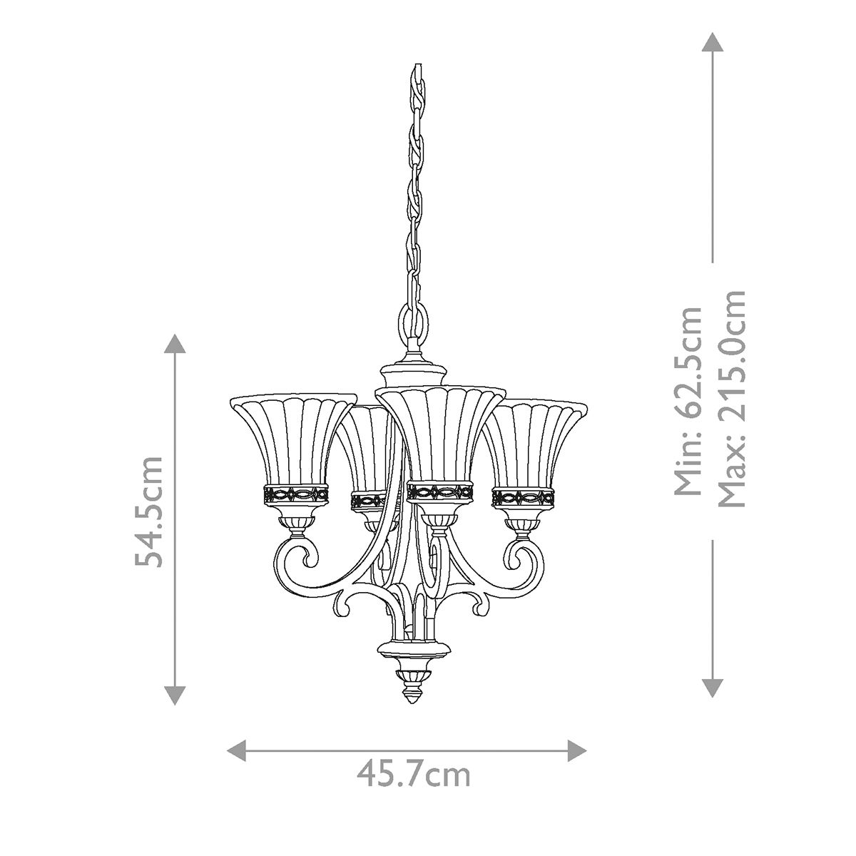 Feiss Drawing Room 4 Light Chandelier - Walnut