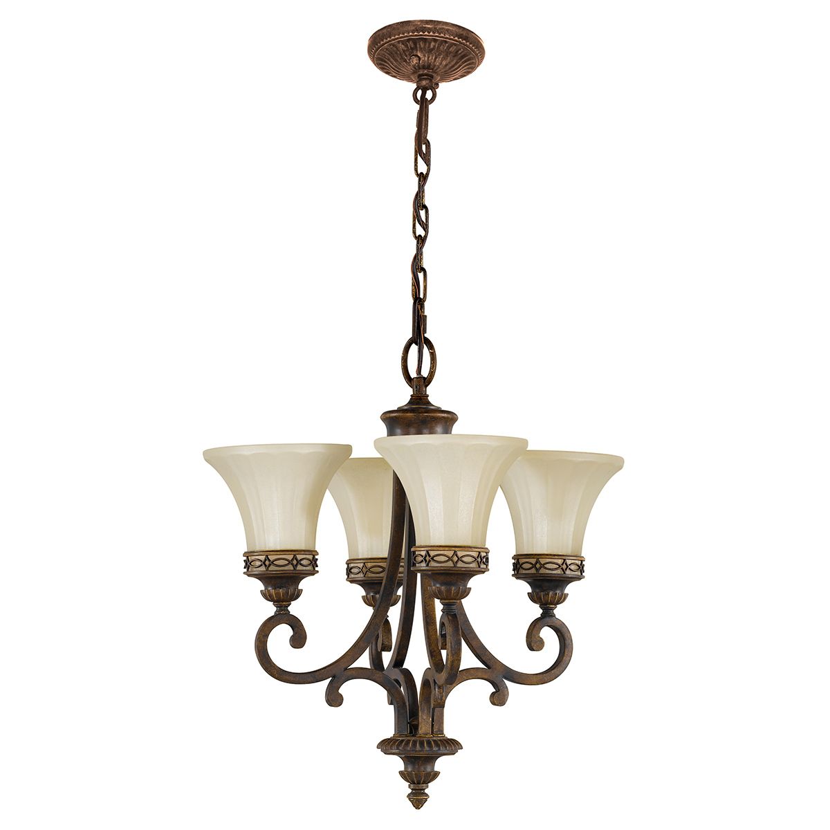 Feiss Drawing Room 4 Light Chandelier - Walnut