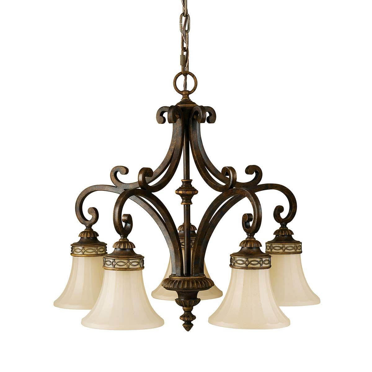 Feiss Drawing Room 5 Light Chandelier - Walnut