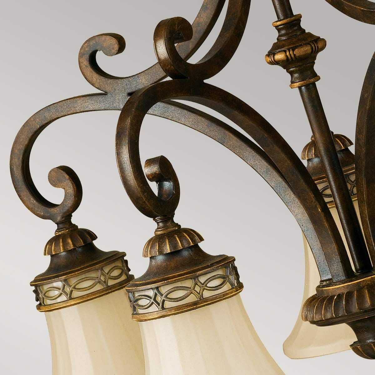 Feiss Drawing Room 5 Light Chandelier - Walnut