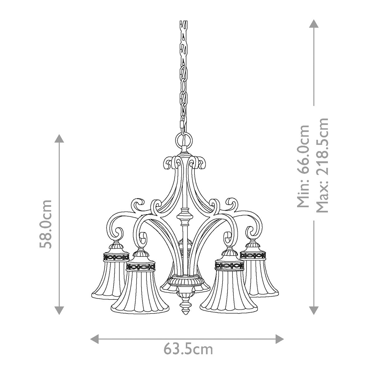 Feiss Drawing Room 5 Light Chandelier - Walnut