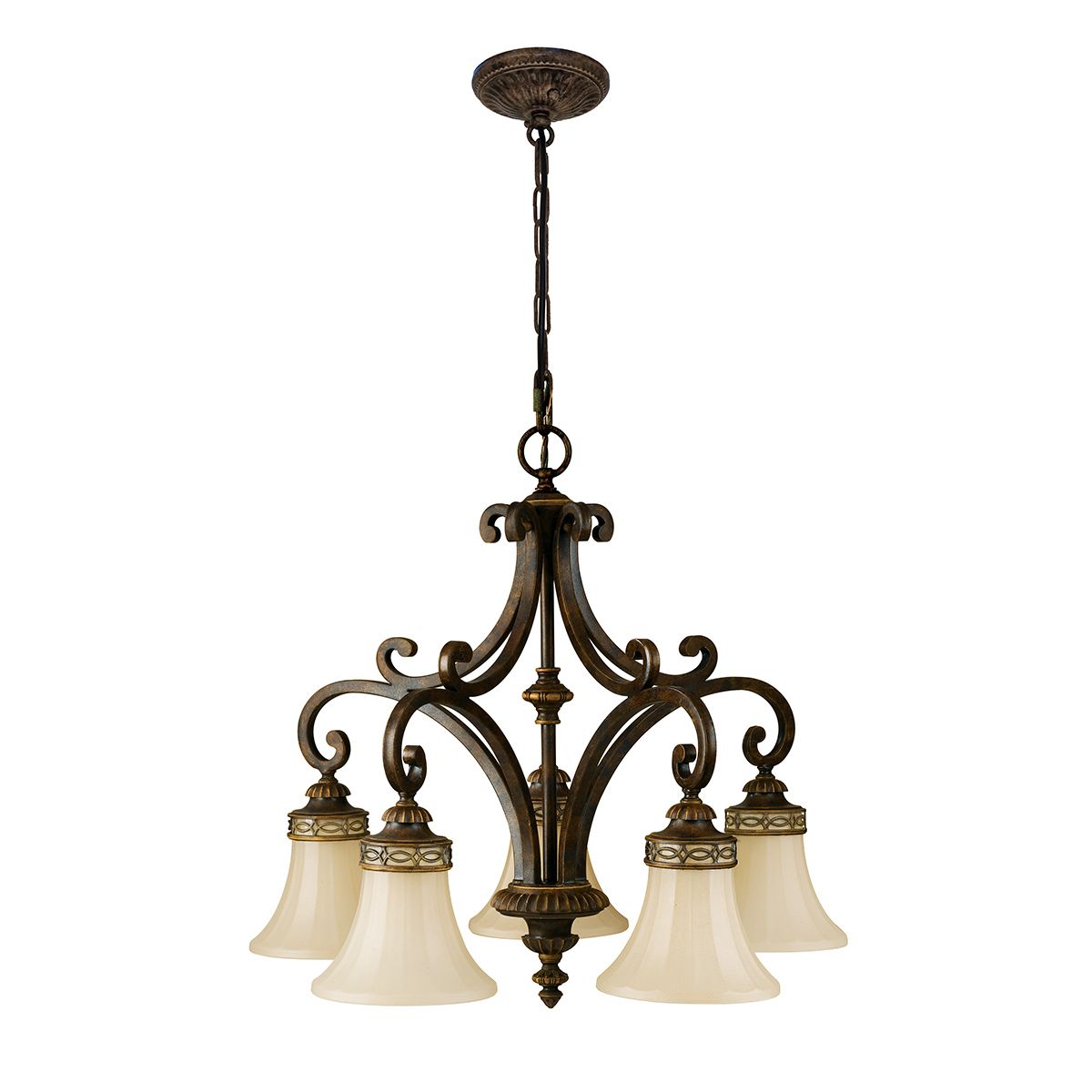 Feiss Drawing Room 5 Light Chandelier - Walnut