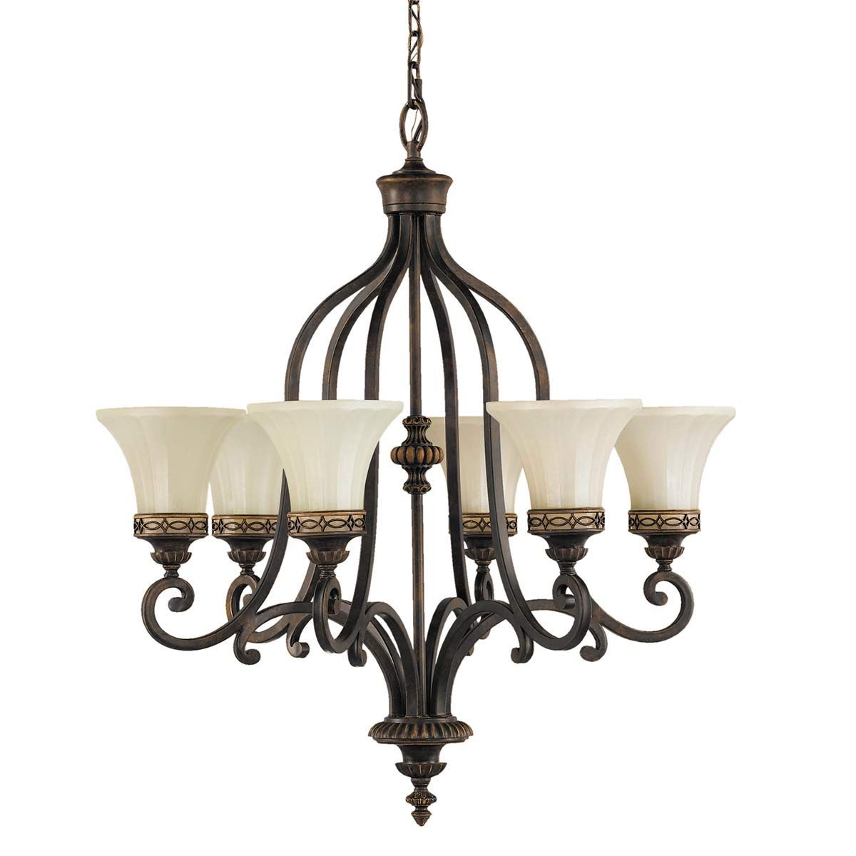 Feiss Drawing Room 6 Light Chandelier - Walnut