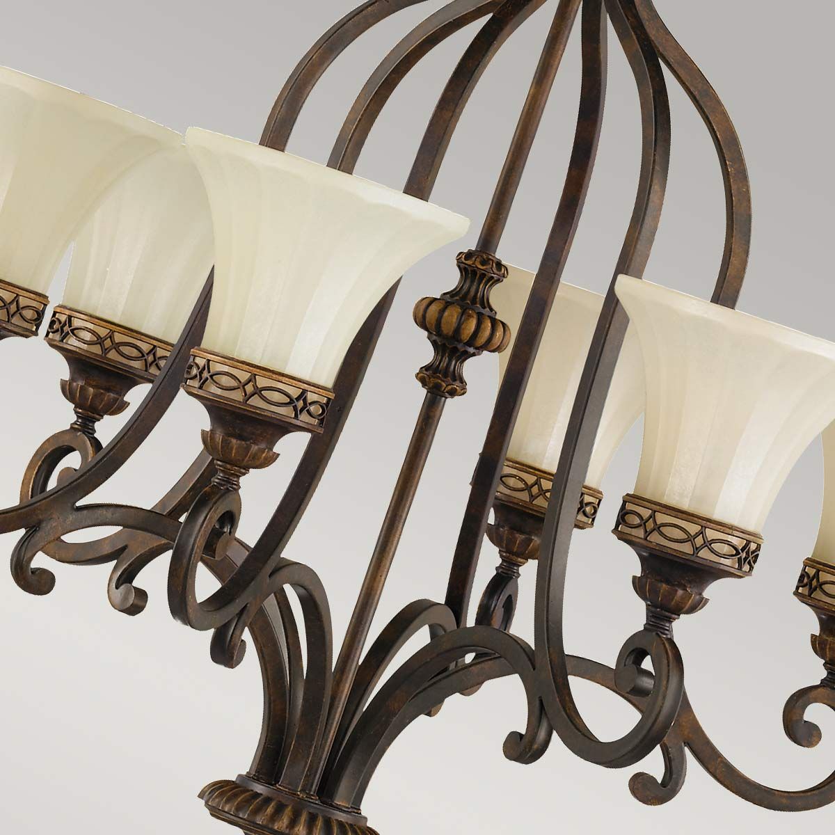 Feiss Drawing Room 6 Light Chandelier - Walnut