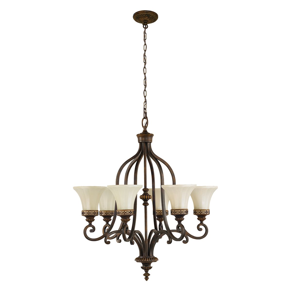 Feiss Drawing Room 6 Light Chandelier - Walnut