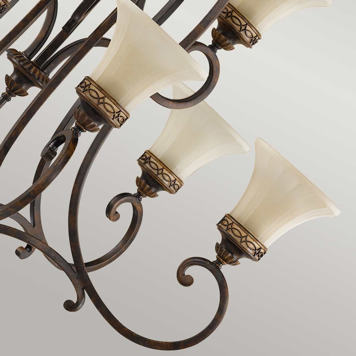 Feiss Drawing Room 9 Light Chandelier - Walnut