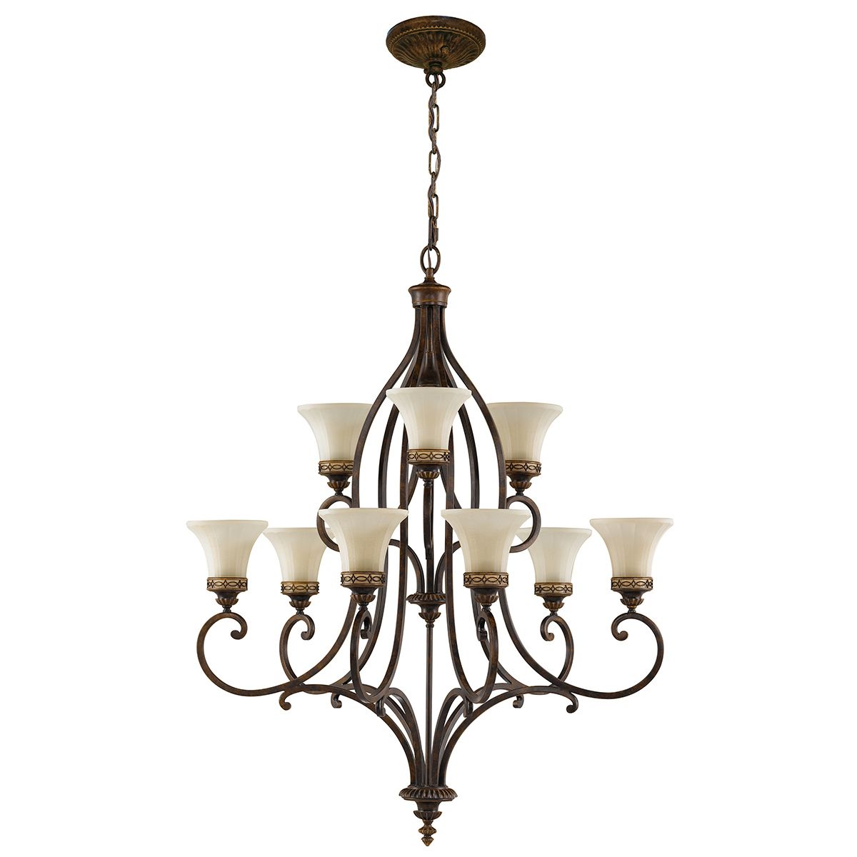 Feiss Drawing Room 9 Light Chandelier - Walnut
