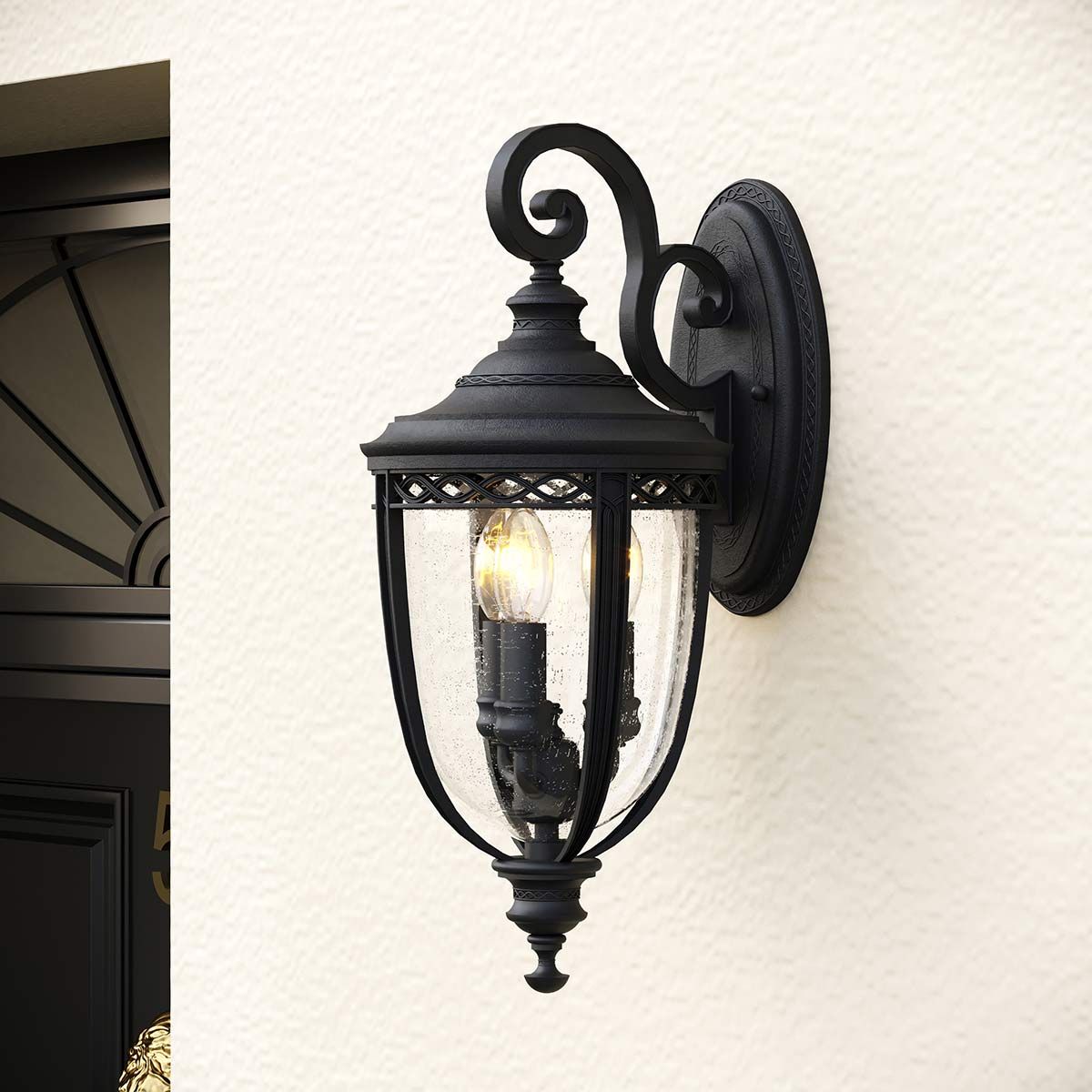 Feiss English Bridle 3 Light Large Wall Lantern - Black