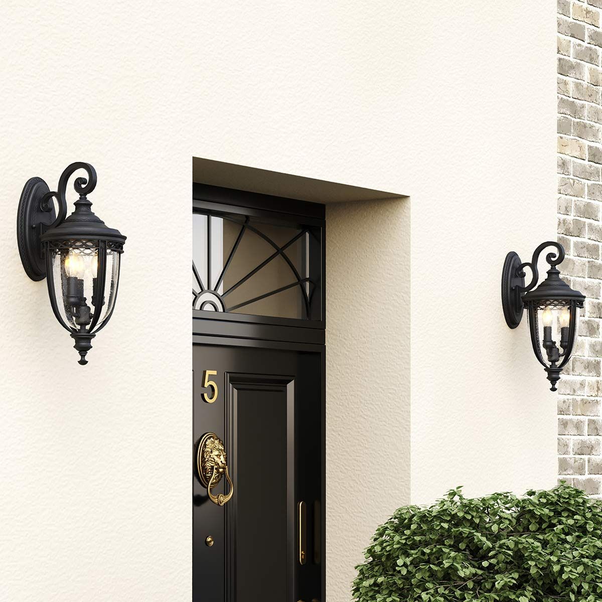 Feiss English Bridle 3 Light Medium Wall Lantern - Black