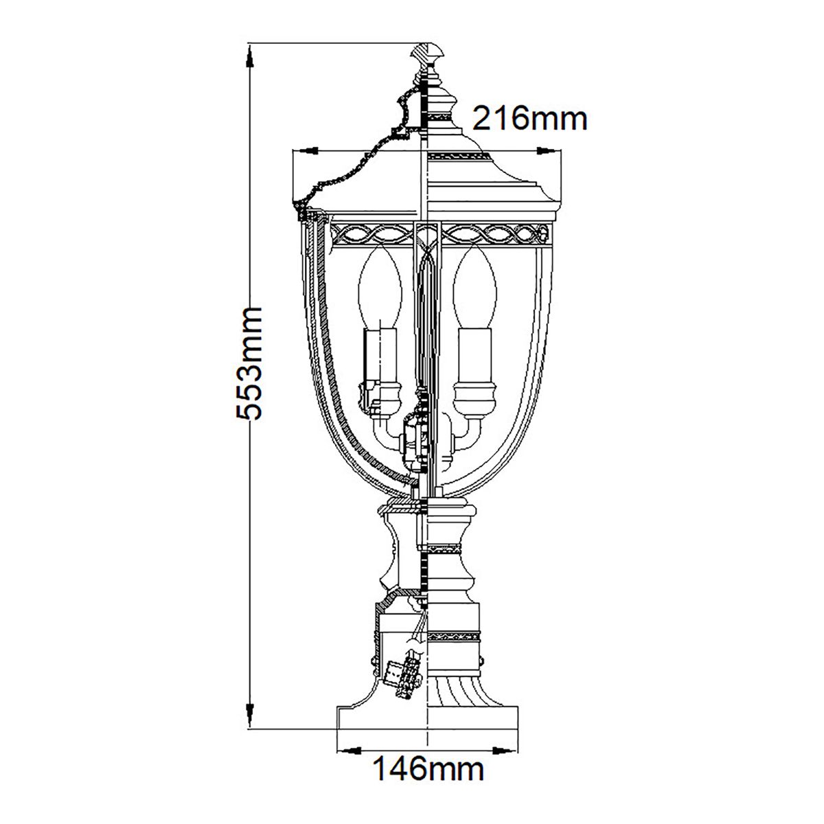 Feiss English Bridle 3 Light Medium Pedestal - British Bronze