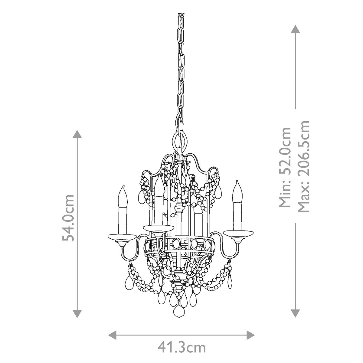 Feiss Gianna 4 Light Chandelier - Gilded Silver