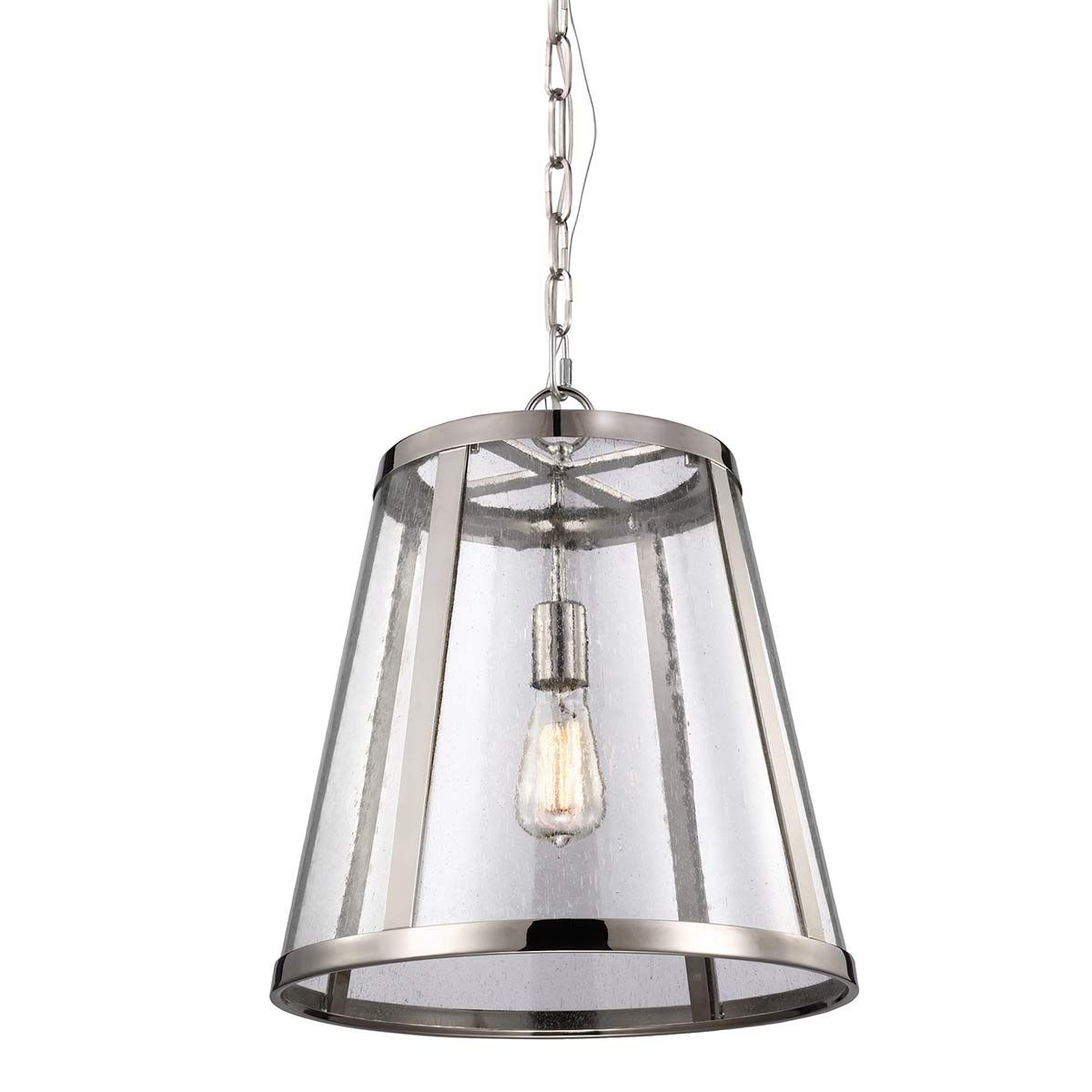 Feiss Harrow Single Medium Pendant - Polished Nickel
