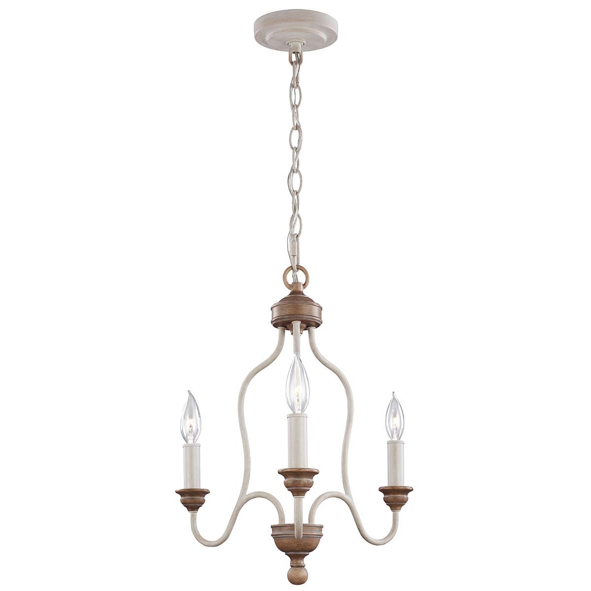Feiss Hartsville 3 Light Chandelier - Chalk Washed & Beachwood