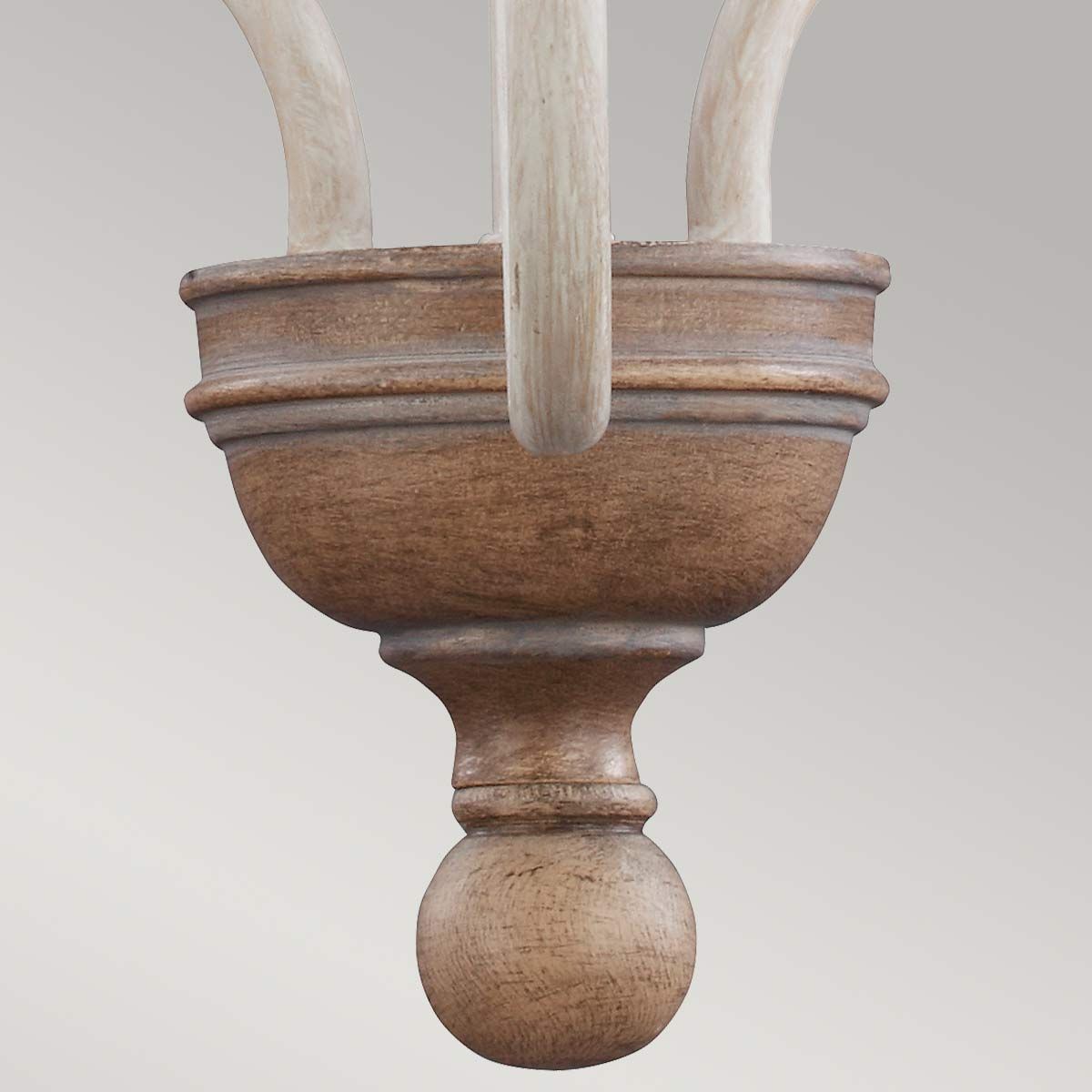 Feiss Hartsville 3 Light Chandelier - Chalk Washed & Beachwood