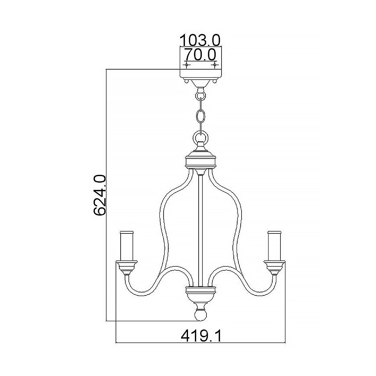 Feiss Hartsville 3 Light Chandelier - Chalk Washed & Beachwood