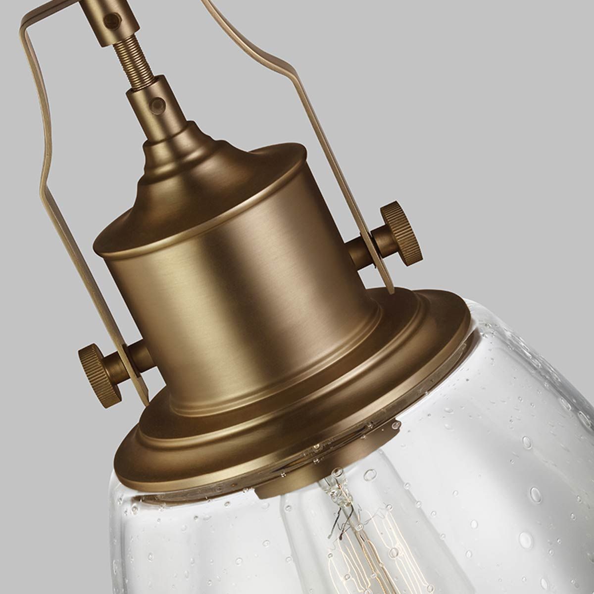 Feiss Hobson Single Medium Pendant - Aged Brass