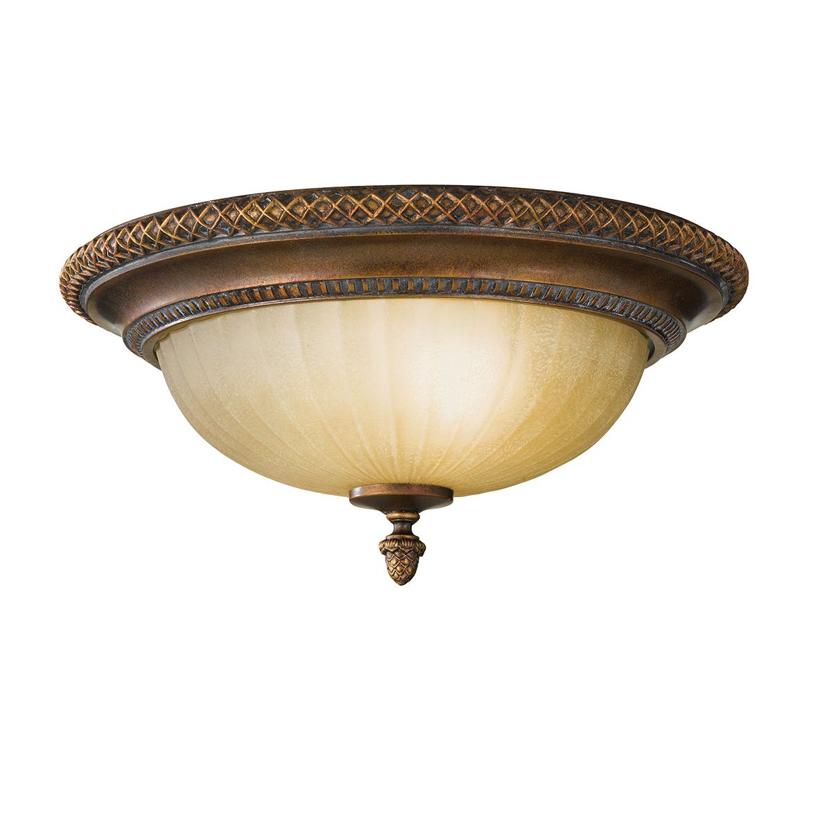 Feiss Kelham Hall 2 Light Flush Fitting - Firenze Gold & British Bronze