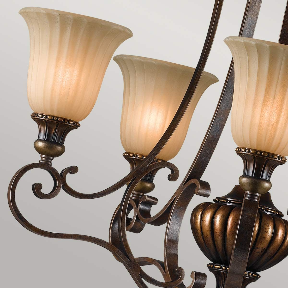 Feiss Kelham Hall 5 Light Up Chandelier - Firenze Gold & British Bronze