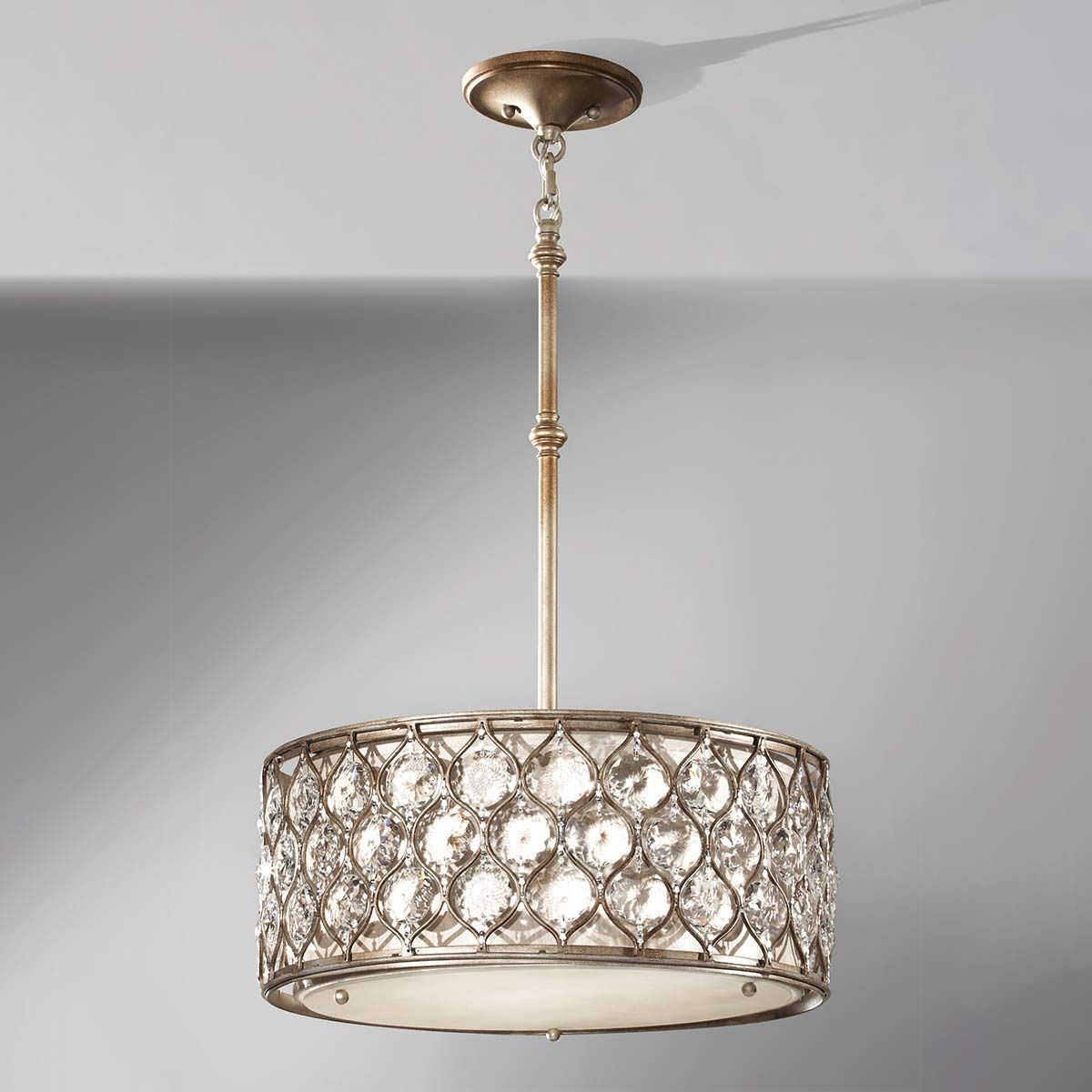 Feiss Lucia 3 Light Pendant Chandelier - Burnished Silver