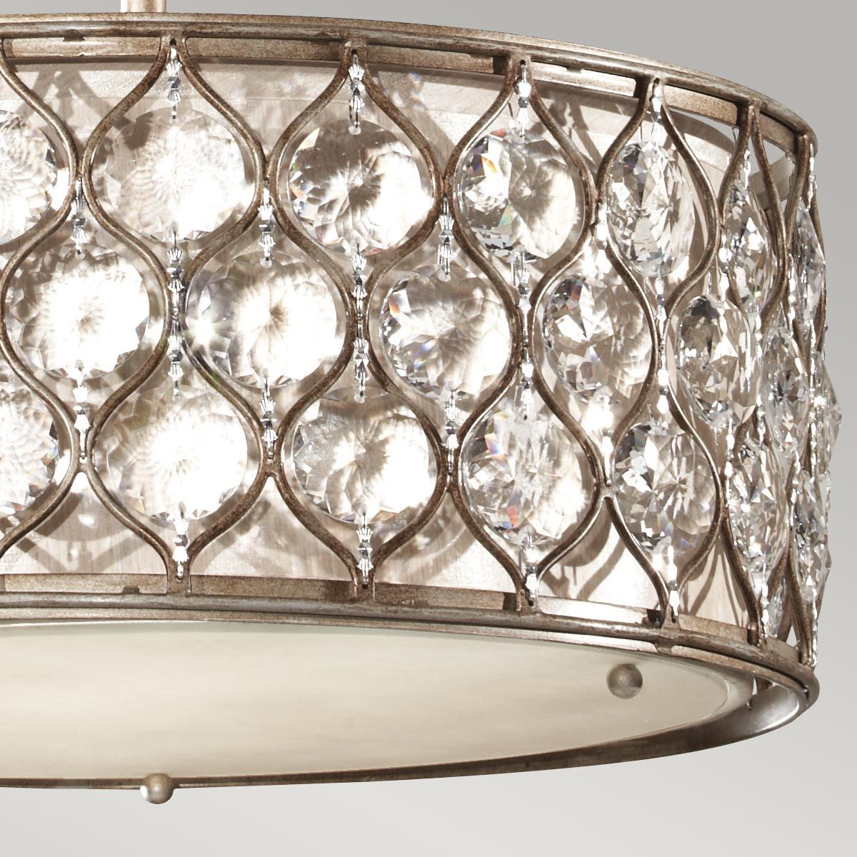 Feiss Lucia 3 Light Pendant Chandelier - Burnished Silver