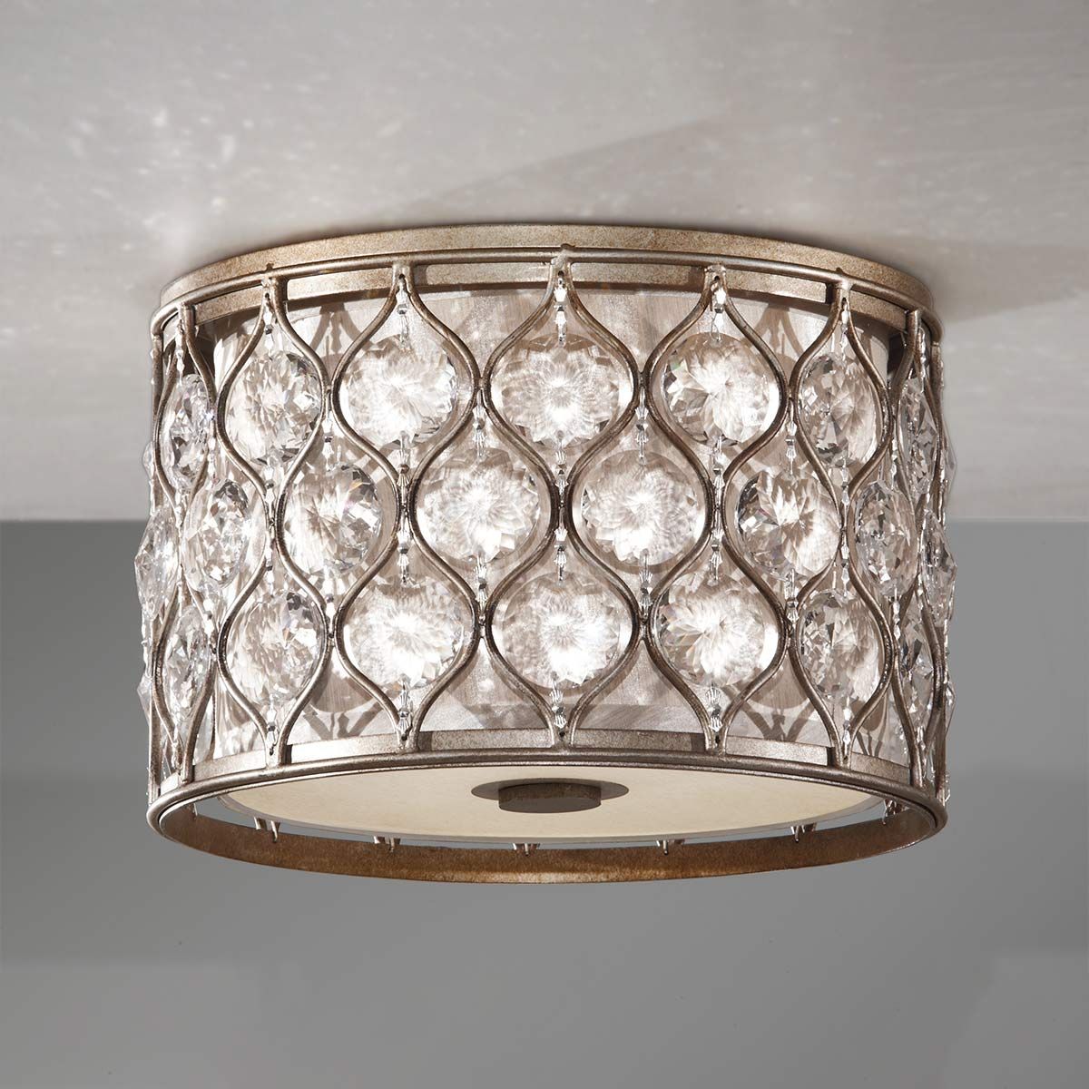 Feiss Lucia 2 Light Flush Fitting - Burnished Silver