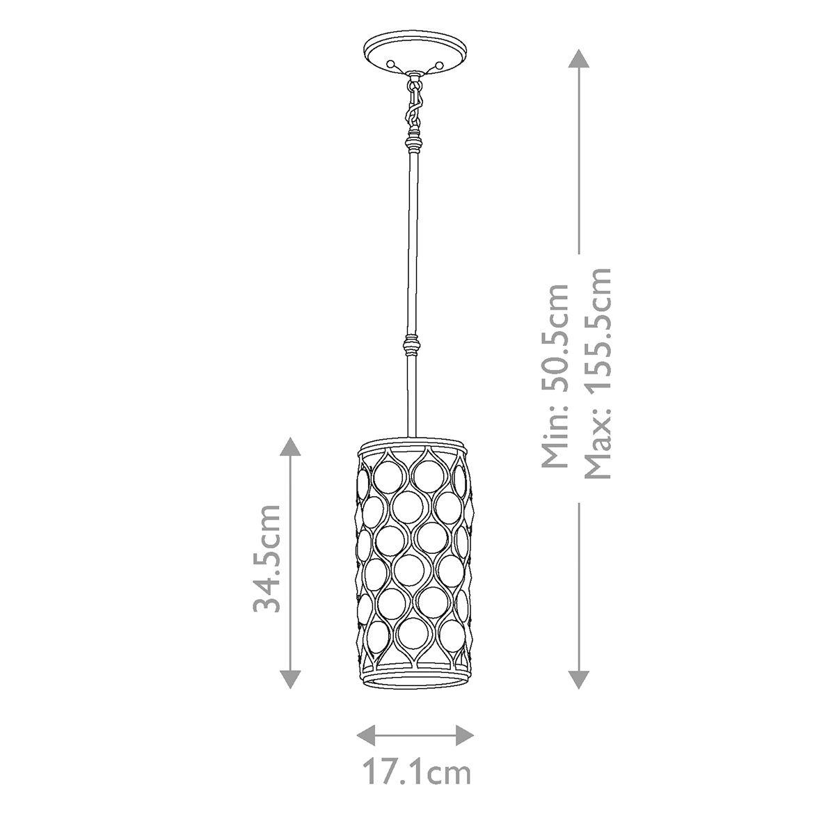 Feiss Lucia Single Mini Pendant - Burnished Silver