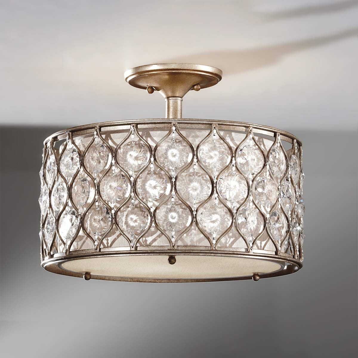 Feiss Lucia Single Semi-Flush Fitting - Burnished Silver