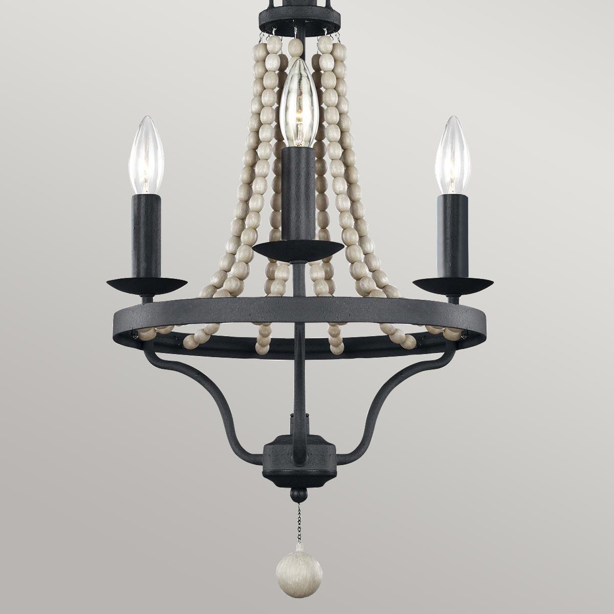 Feiss Nori 3 Light Chandelier - Dark Weathered Zinc & Driftwood Grey