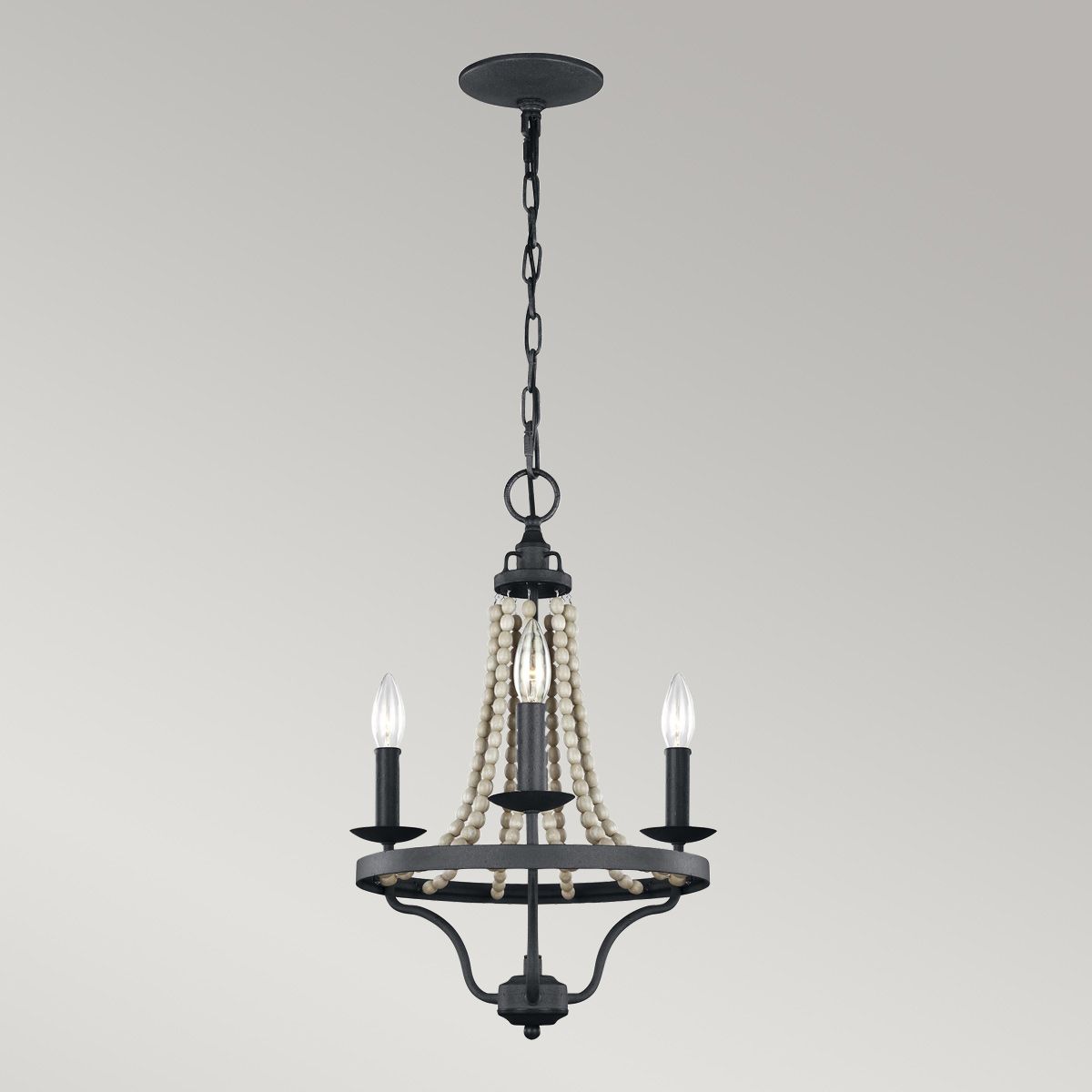Feiss Nori 3 Light Chandelier - Dark Weathered Zinc & Driftwood Grey