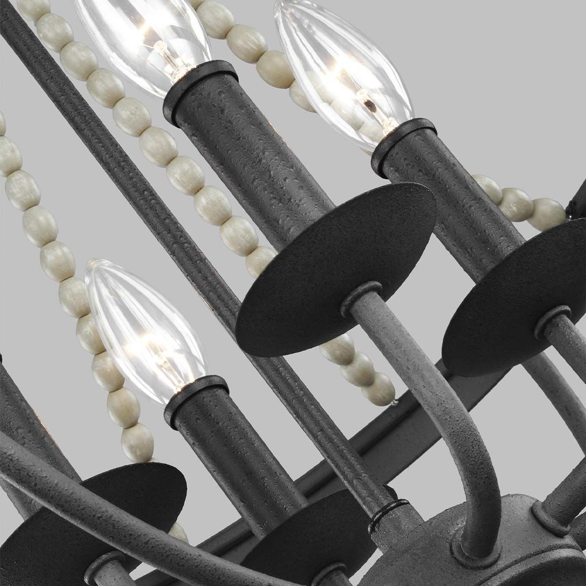 Feiss Nori 4 Light Chandelier - Dark Weathered Zinc & Driftwood Grey