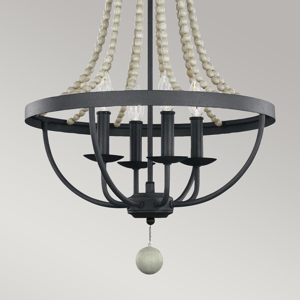 Feiss Nori 4 Light Chandelier - Dark Weathered Zinc & Driftwood Grey