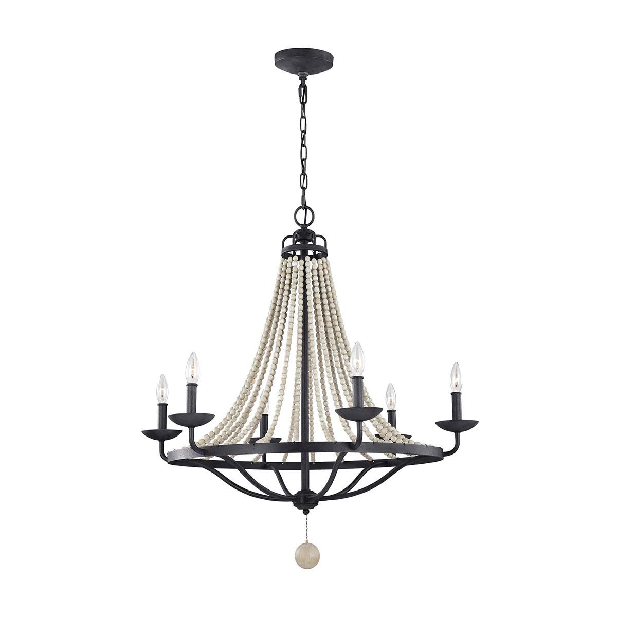Feiss Nori 6 Light Chandelier - Dark Weathered Zinc & Driftwood Grey