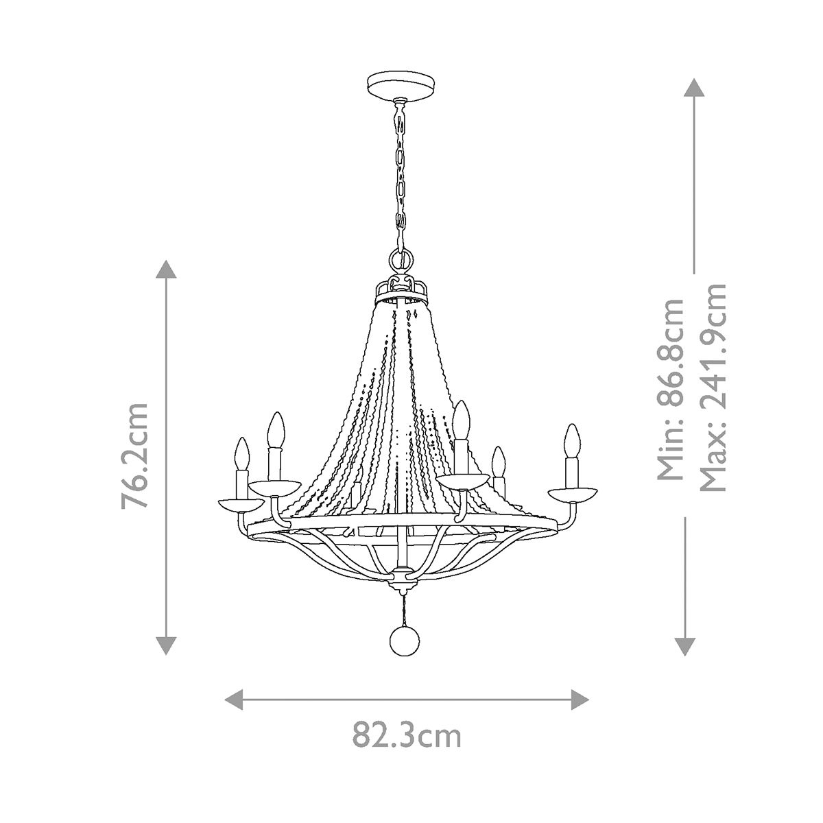 Feiss Nori 6 Light Chandelier - Dark Weathered Zinc & Driftwood Grey