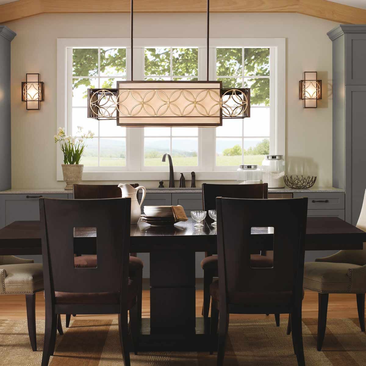 Feiss Remy 4 Light Pendant - Heritage Bronze & Parisienne Gold