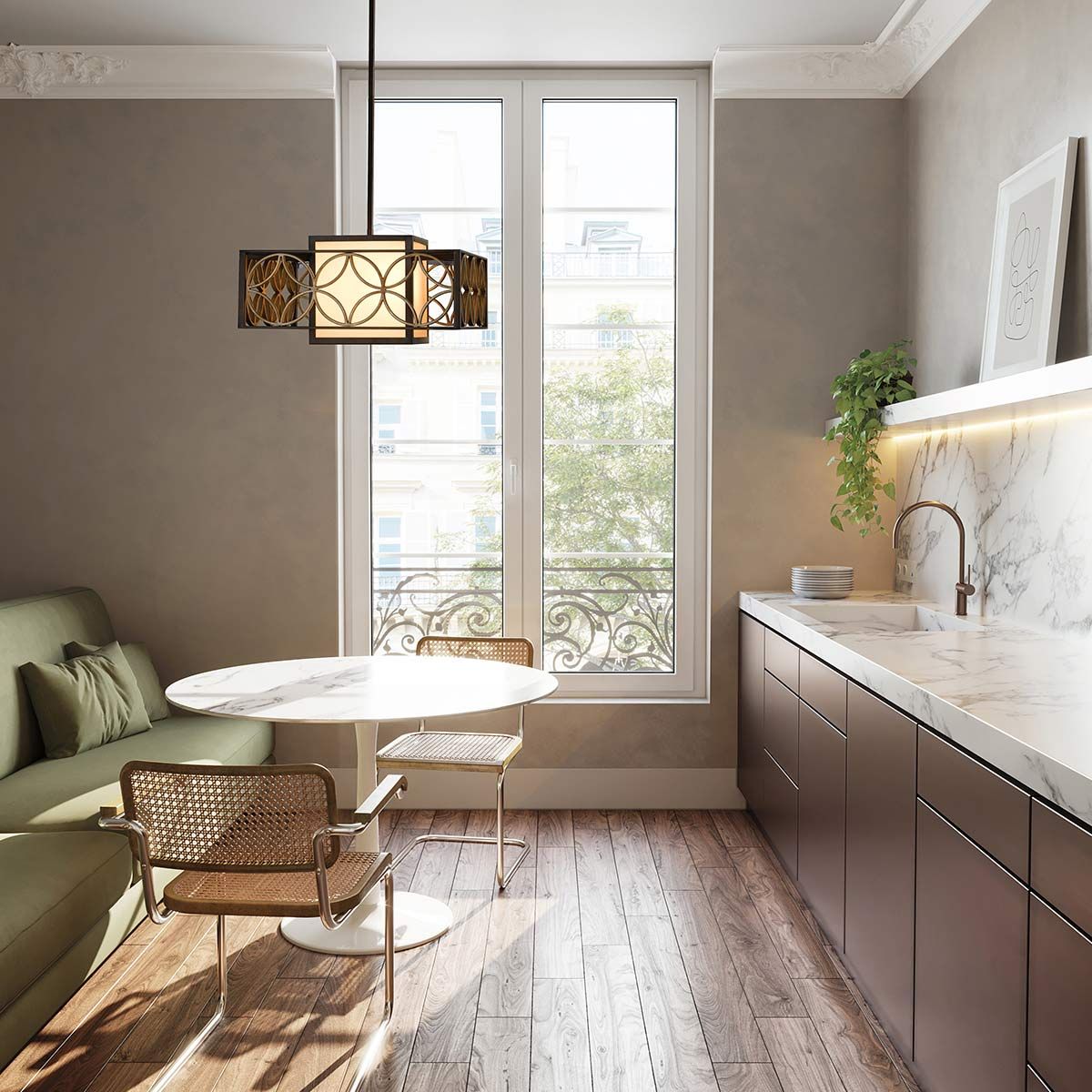Feiss Remy Single Pendant - Heritage Bronze & Parisienne Gold