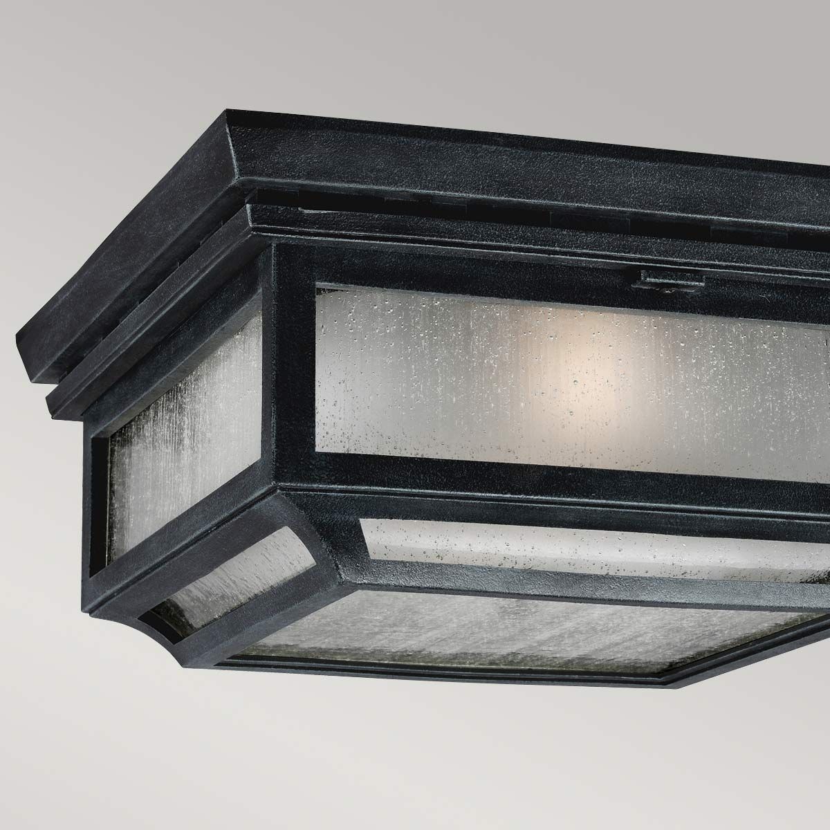 Feiss Shepherd 2 Light Flush Fitting - Dark Weathered Zinc