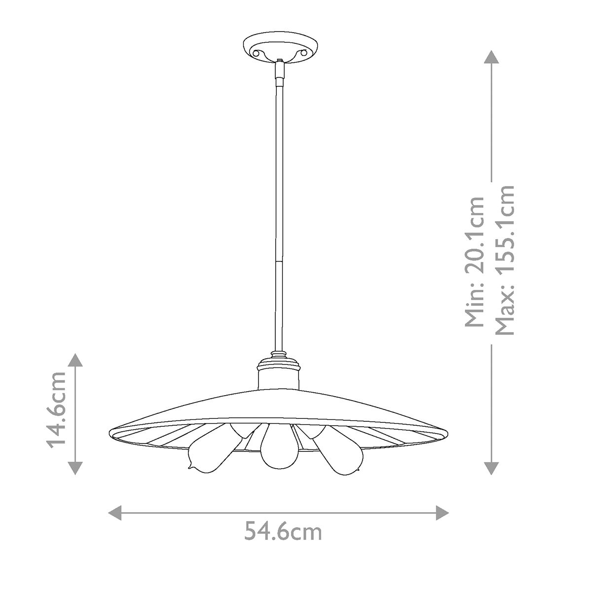Feiss Urban Renewal Large 3 Light Pendant - Astral Bronze
