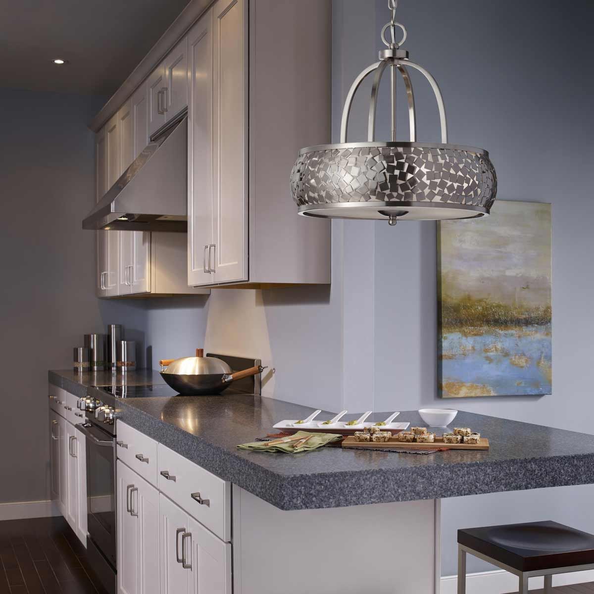 Feiss Zara 4 Light Chandelier - Brushed Steel