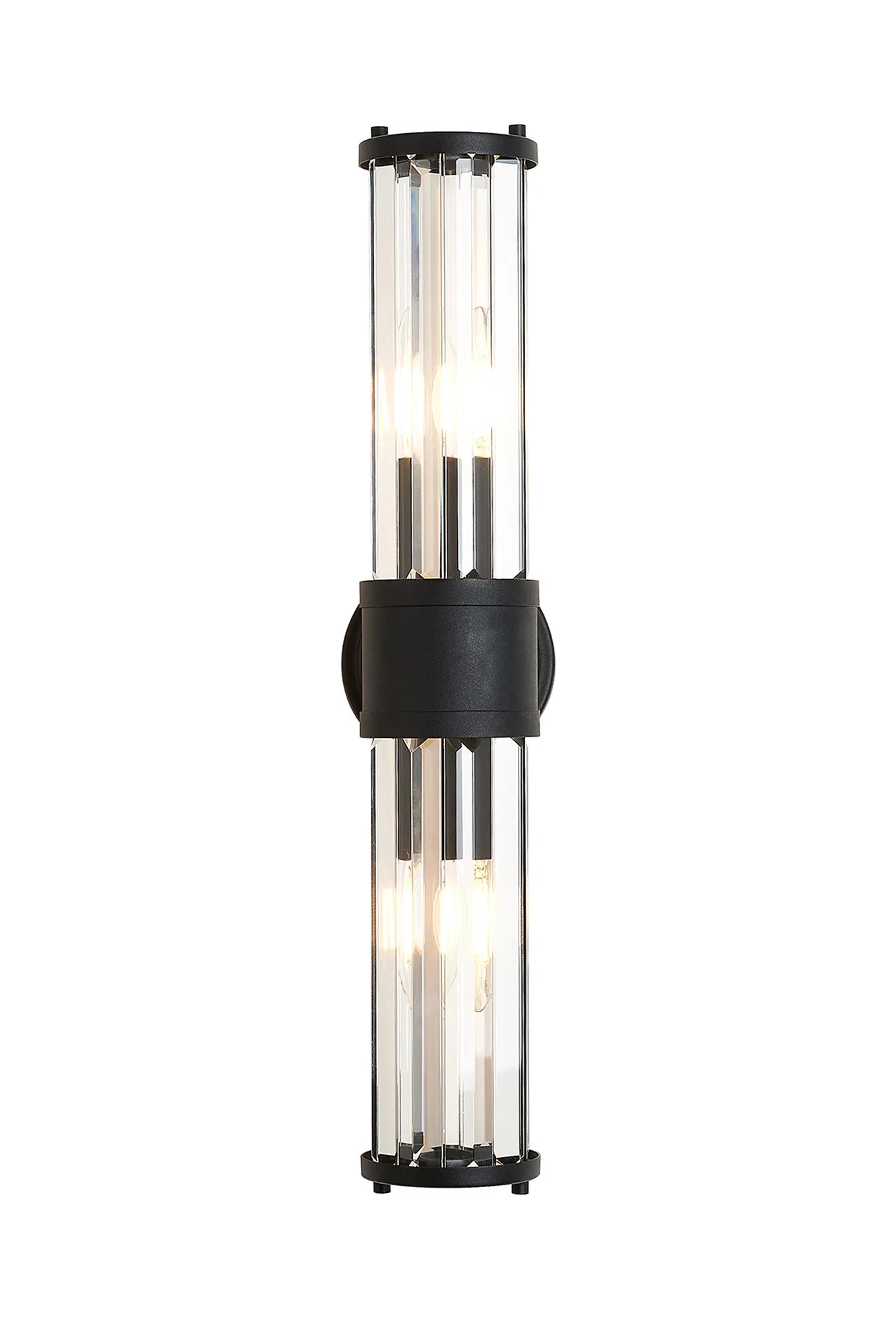 Fratton 2 Light Crystal Wall Up & Down IP44 - Satin Black & Clear Crystal