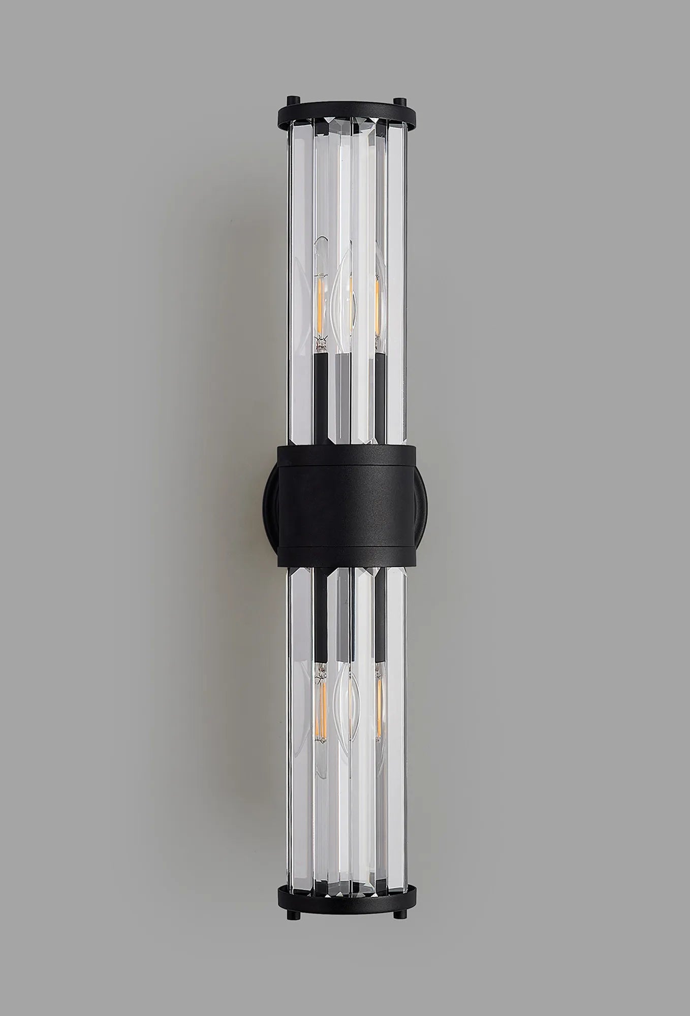 Fratton 2 Light Crystal Wall Up & Down IP44 - Satin Black & Clear Crystal