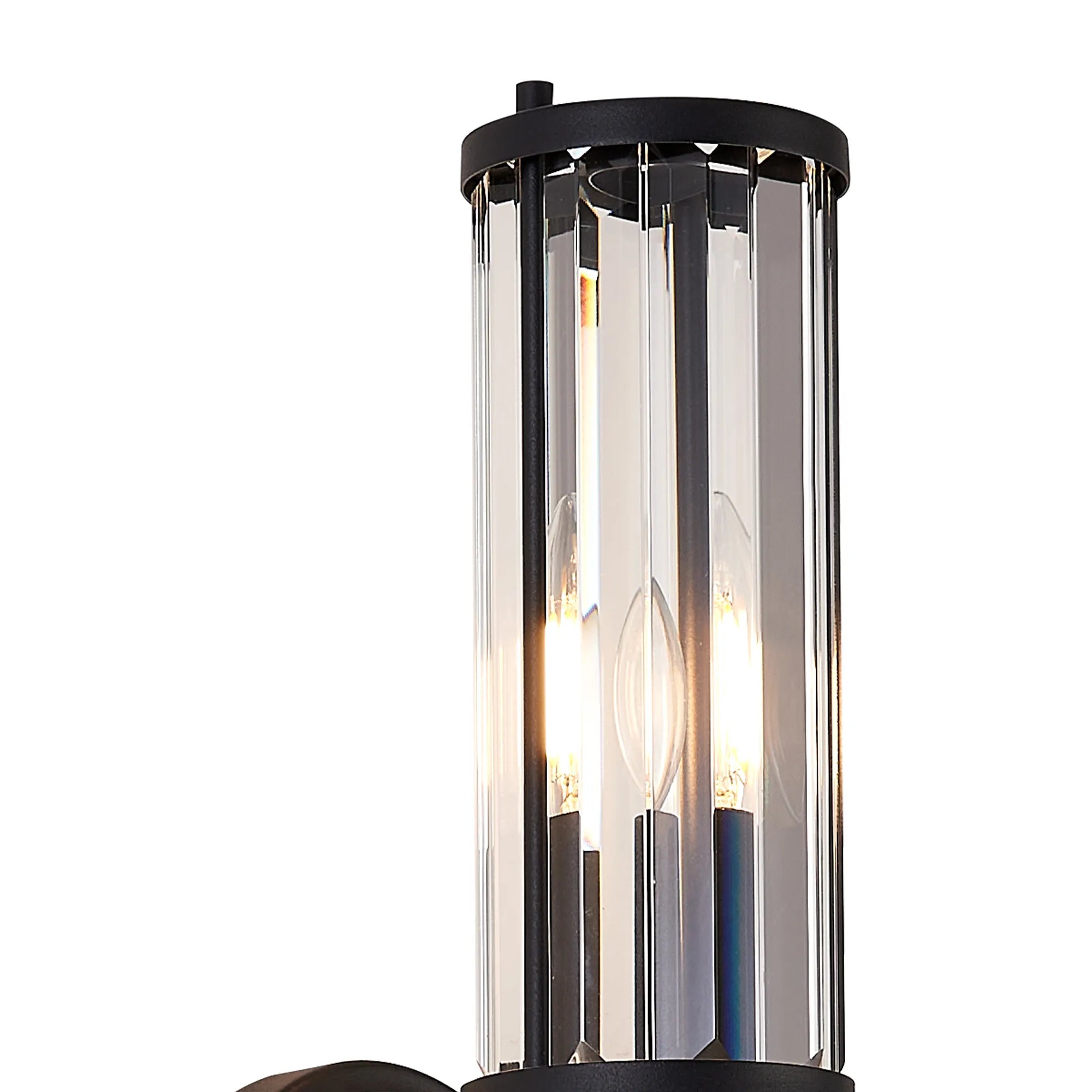 Fratton 2 Light Crystal Wall Up & Down IP44 - Satin Black & Clear Crystal