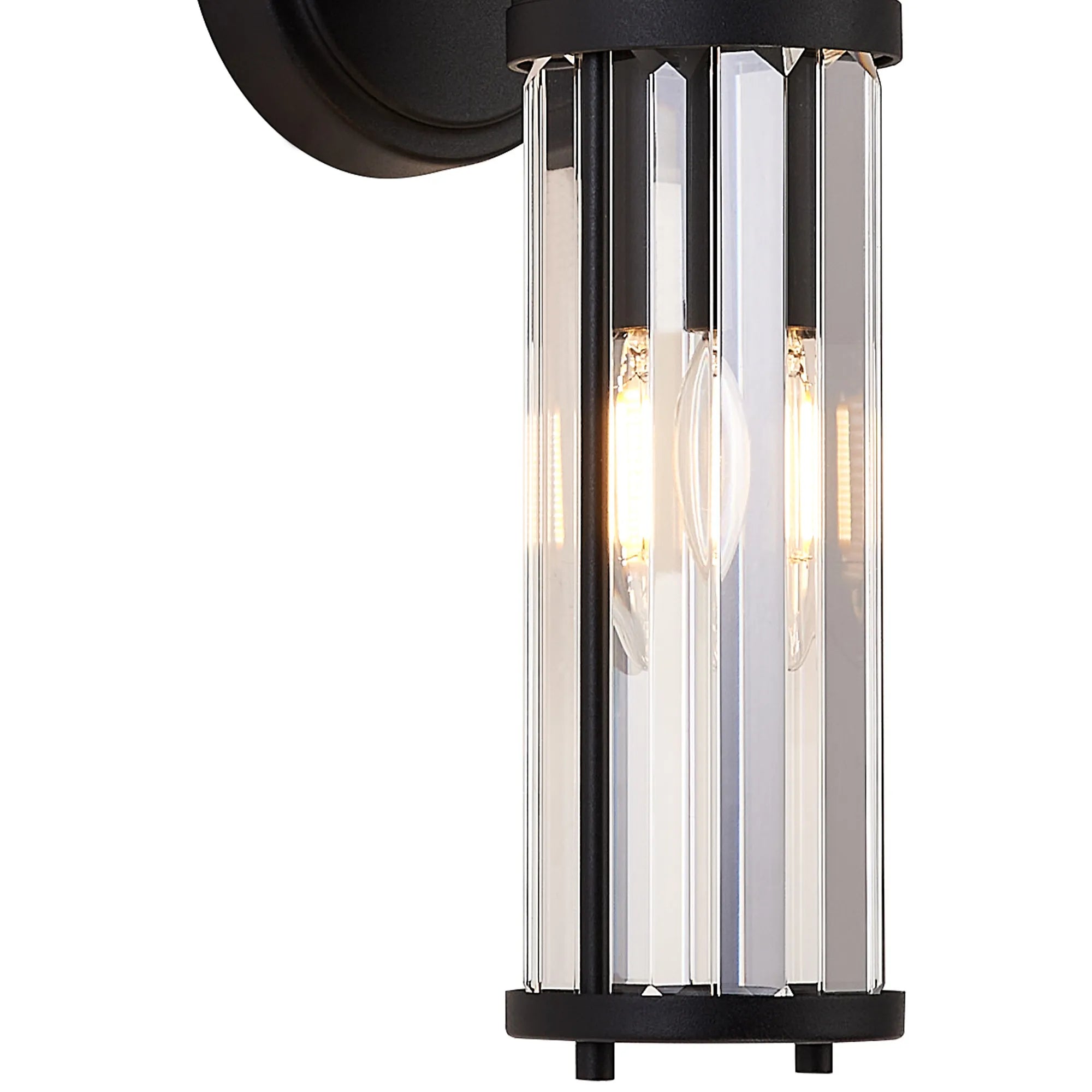 Fratton 2 Light Crystal Wall Up & Down IP44 - Satin Black & Clear Crystal