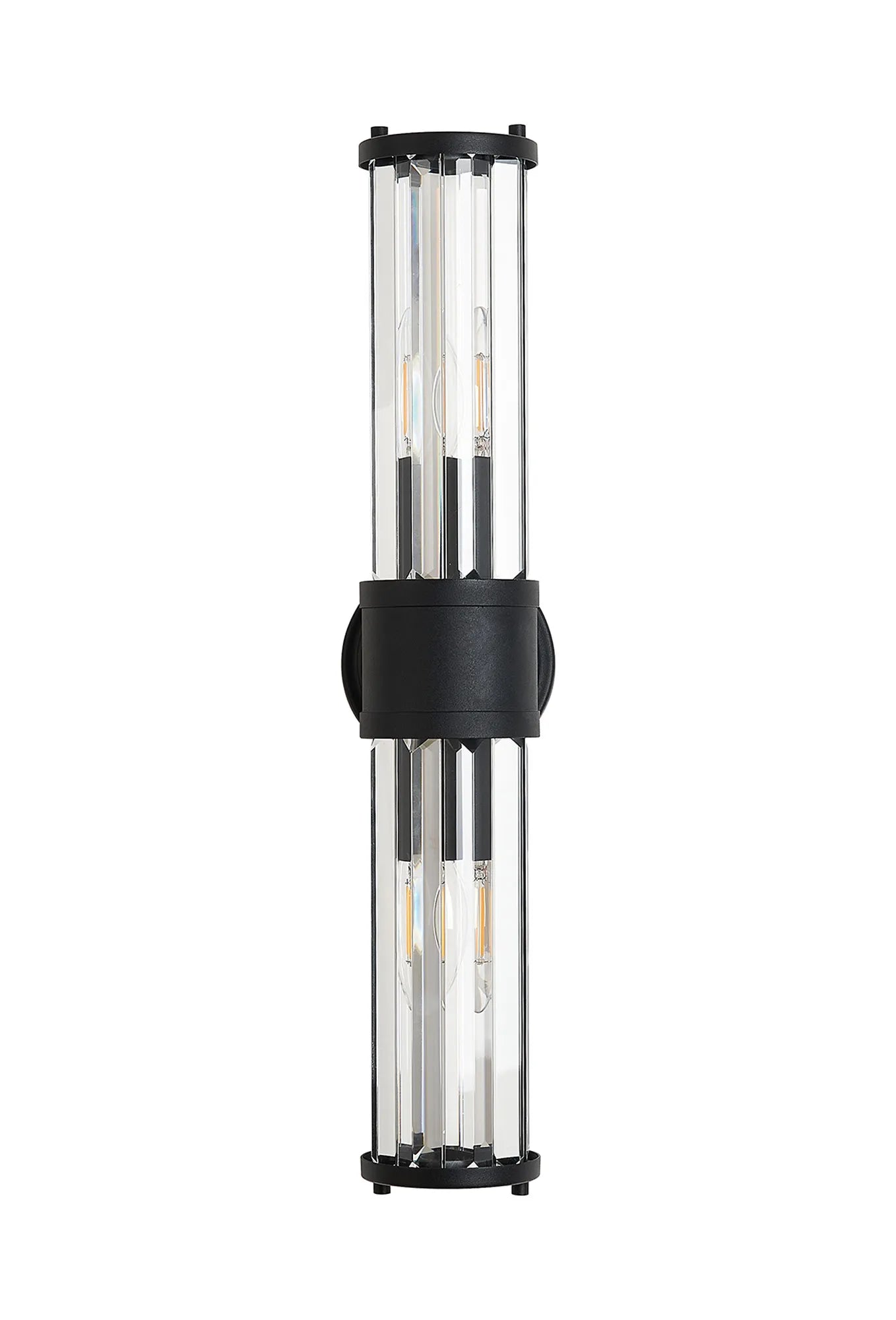 Fratton 2 Light Crystal Wall Up & Down IP44 - Satin Black & Clear Crystal