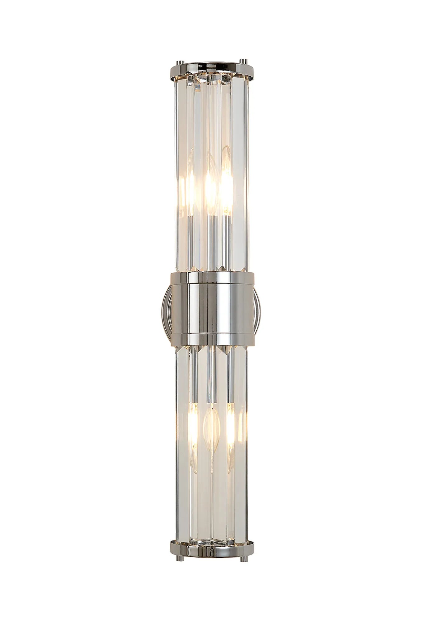 Fratton 2 Light Crystal Wall Up & Down IP44 - Polished Chrome & Clear Crystal