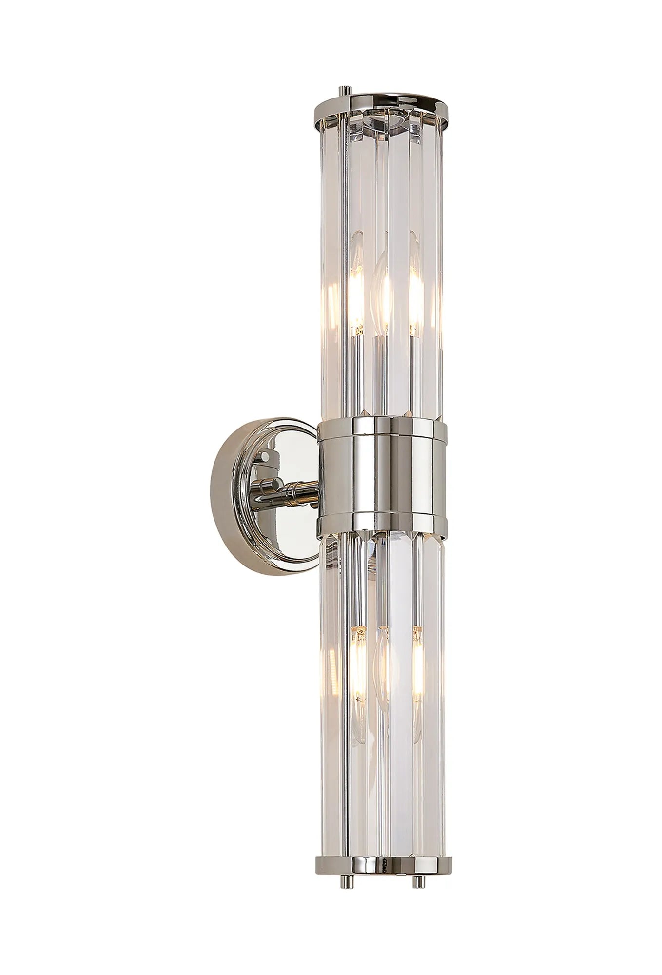 Fratton 2 Light Crystal Wall Up & Down IP44 - Polished Chrome & Clear Crystal